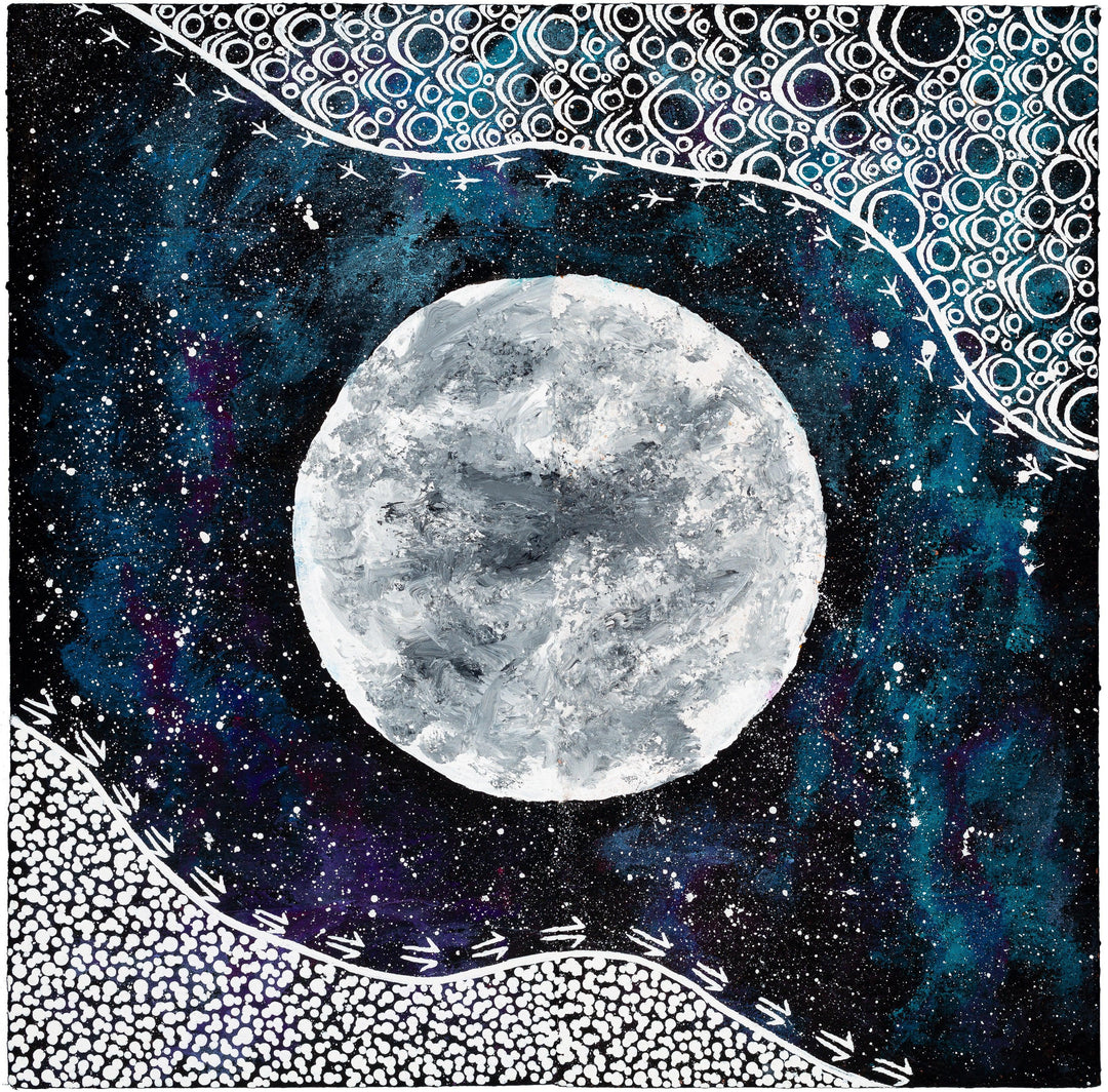 Bira AR Print – Aboriginal fine art print with intricate patterns and augmented reality storytelling elements.