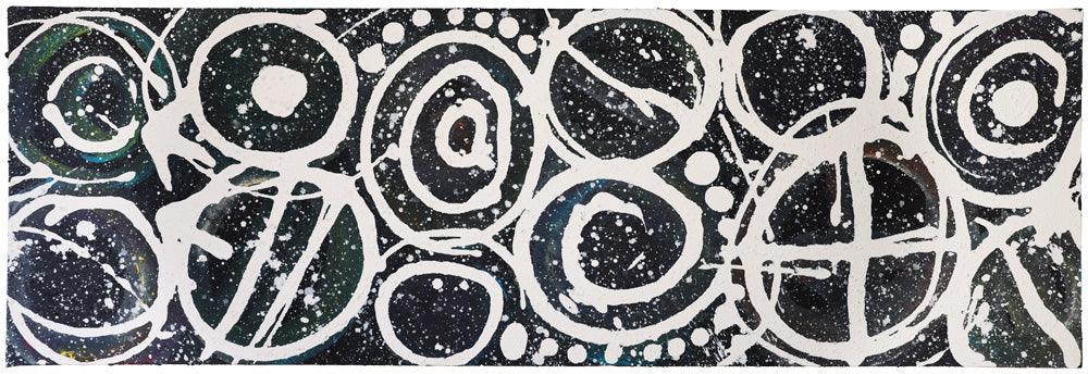 Silent Glyphs AR Painting – Aboriginal artwork with intricate linework, earthy tones, and augmented reality integration.