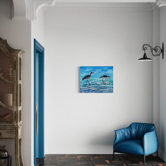 Curlew Won’t Cry AR Painting displayed in a modern space, blending Aboriginal cultural storytelling with innovative digital interaction.